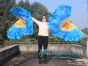 1 pair 180 cm (71") half circle prophetic angel wing silk flags, Fire and Ice 