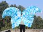 1 pair 180 cm (71") half circle prophetic angel wing silk flags, Ice