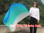 1 Piece 103 cm (40") prophetic silk worship flex flag, white-peacock-turquoise-blue