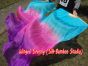 1 pair 1.5m (59") turquoise-pink-purple belly dance silk fan veil