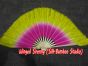 1 Pair pink-yellow short Chinese silk dance fan, 10cm (4") flutter