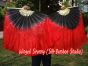 1 Pair black-red short Chinese silk dance fan, 30cm (12") flutter