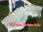 1 Pair White short Chinese silk dance fan, 30cm (12") flutter