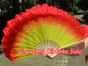 1 Pair yellow-red short Chinese silk dance fan, 10cm (4") flutter