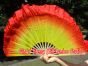 1 Pair yellow-red short Chinese silk dance fan, 10cm (4") flutter