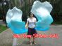 1 pair 1.5m (59") turquoise fading belly dance silk fan veil