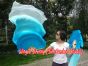 1 pair 1.5m (59") turquoise fading belly dance silk fan veil