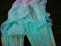 1 pair 1.5m (59") pastel (turquoise-blue-purple) belly dance silk fan veil