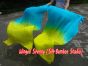 1 pair 1.5m (59") turquoise-yellow belly dance silk fan veil