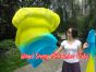 1 pair 1.5m (59") turquoise-yellow belly dance silk fan veil