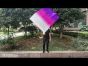 spinning silk flag poi 103cm (40") for Worship & Praise, white-pink-purple