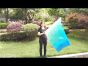 spinning silk flag poi 129cm (51") for Worship & Praise, white-aqua-turquoise-blue