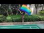 Spinning silk flag poi 174cm (68") for Worship & Praise, long side Rainbow