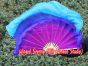 purple-blue-turquoise large short silk dance fans (flutter), 41" (105 cm)