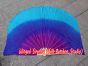 purple-blue-turquoise large short silk dance fans (flutter), 41" (105 cm)