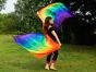 1 piece Rainbow tie-dye stripes 5 Mommes belly dance silk veil 