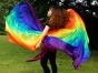 1 piece Rainbow tie-dye stripes 5 Mommes belly dance silk veil 