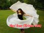 1 PIECE white half circle 6 Mommes belly dance silk veil