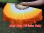 1 Pair white-orange short Chinese silk dance fan, 10cm (4") flutter