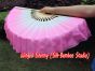 1 Pair white-light pink short Chinese silk dance fan, 10cm (4") flutter