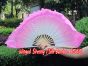 1 Pair white-light pink short Chinese silk dance fan, 10cm (4") flutter