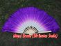 1 Pair white-purple short Chinese silk dance fan, 10cm (4") flutter