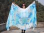 1 piece white+turquoise+blue tie-dye 5 Mommes belly dance silk veil 