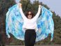 1 piece white+turquoise+blue tie-dye 5 Mommes belly dance silk veil 