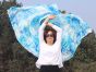 1 piece white+turquoise+blue tie-dye 5 Mommes belly dance silk veil 