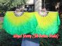 1 Pair yellow-green short Chinese silk dance fan, 20cm (8") flutter