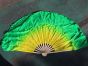 1 Pair yellow-green short Chinese silk dance fan, 30cm(12") flutter