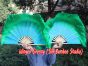 1 Pair turquoise-green short Chinese silk dance fan, 20cm (8") flutter