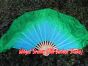 1 Pair turquoise-green short Chinese silk dance fan, 20cm (8") flutter