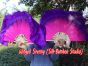 1 Pair pink-purple short Chinese silk dance fan, 20cm (8") flutter