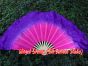 1 Pair pink-purple short Chinese silk dance fan, 20cm (8") flutter