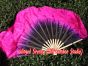 1 Pair black-pink short Chinese silk dance fan, 20cm (8") flutter