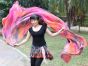 1 piece black+pink+orange tie-dye 5 Mommes belly dance silk veil 