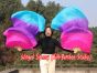 1 pair 1.5m (59") pink-purple-turquoise belly dance silk fan veil