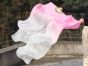 1 pair 1.5m light pink-white belly dance silk fan veil