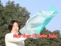 1pc 81cm (32") spinning silk flag poi for Worship & Praise, peacock green fading