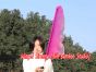 1pc 81cm (32") spinning silk flag poi for Worship & Praise, pink fading