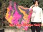 1pc 81cm (32") spinning silk flag poi for Worship & Praise, black+pink+orange