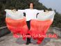 1 pair 1.5m (59") white-red belly dance silk fan veil