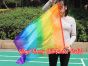 1pc 81cm (32") spinning silk flag poi for Worship & Praise, Rainbow