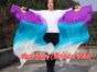 1 pair 1.5m (59") purple-turquoise-white belly dance silk fan veil