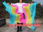 1 pair 1.5m (59") long stripes turquoise-yellow-pink belly dance silk fan veil