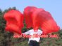 1 pair 1.8m (71") red belly dance silk fan veils