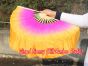 1 Pair pink-orange short Chinese silk dance fan, 10cm (4") flutter