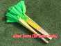 1 Pair yellow-green short Chinese silk dance fan, 10cm (4") flutter