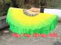 1 Pair yellow-green short Chinese silk dance fan, 10cm (4") flutter